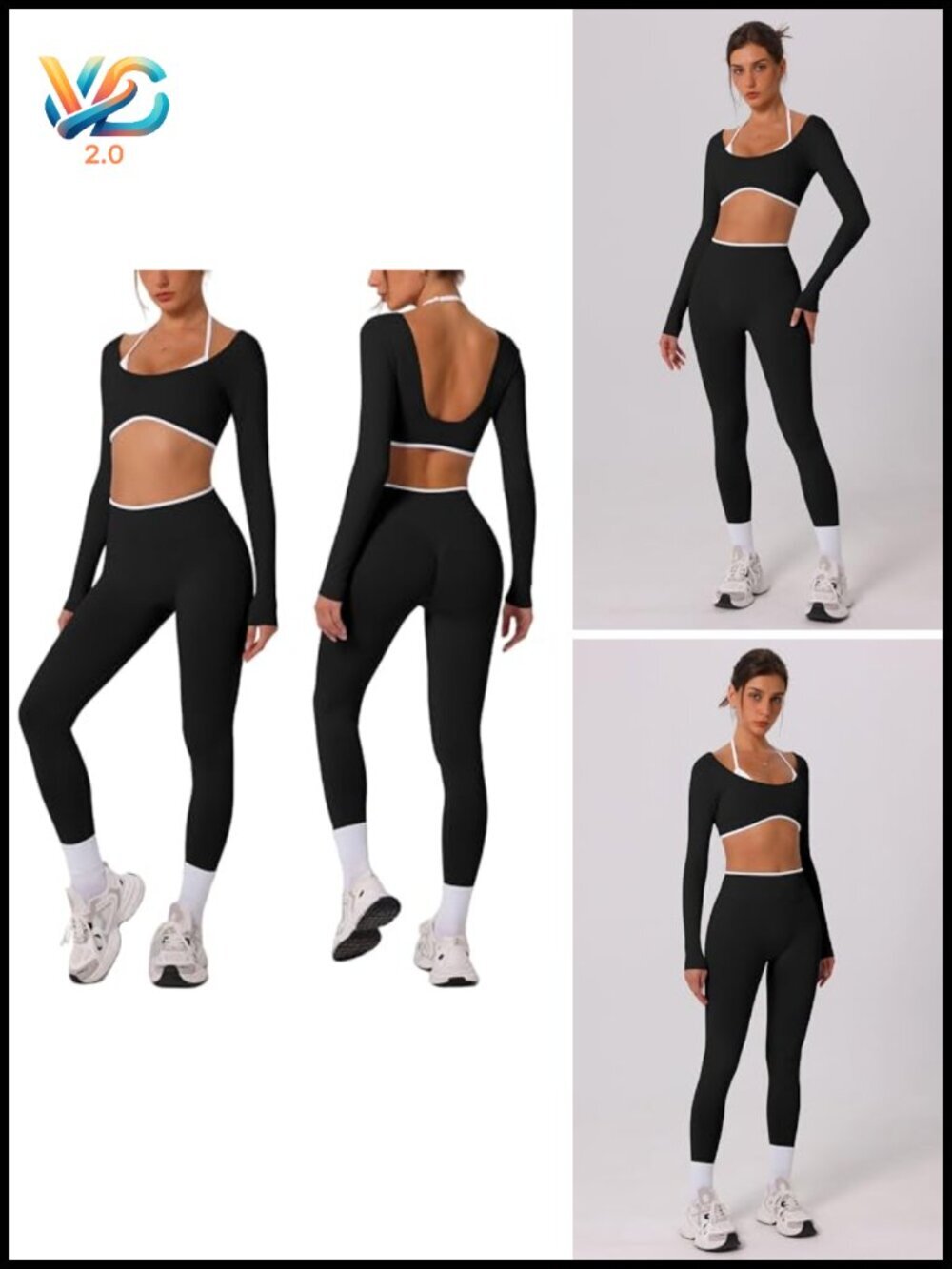 Seamless Long Sleeve Crop Top & Scrunch Butt Leggings 2 Piece Workout Set
